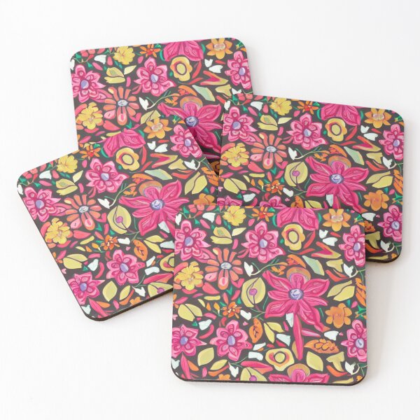 Item preview, Patterns of pink flowers, orange and yellow petals designed and sold by ArteEterno.
