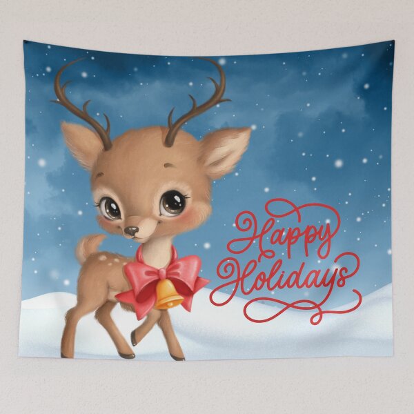 Item preview, Happy Holidays Deer designed and sold by Edenglow Prints & Peculiars.
