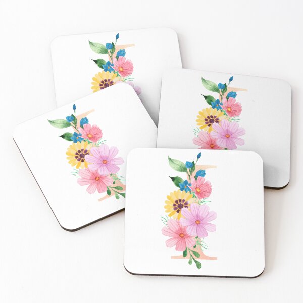 Aperçu de l'œuvre Lettre initiale florale aquarelle épanouie en or rose E créée et vendue par redbubbleart18.