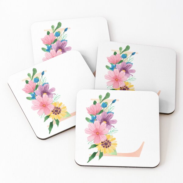 Aperçu de l'œuvre Lettre initiale florale aquarelle épanouie en or rose L créée et vendue par redbubbleart18.
