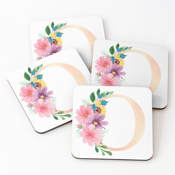 Aperçu de l'œuvre Lettre initiale florale aquarelle épanouie en or rose O créée et vendue par redbubbleart18.