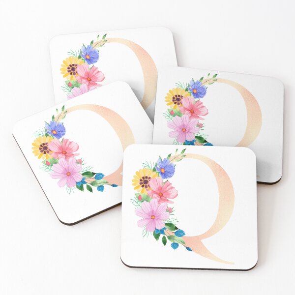 Aperçu de l'œuvre Lettre initiale florale aquarelle épanouie en or rose Q créée et vendue par redbubbleart18.