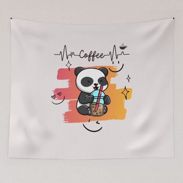 Item preview, Cute panda drinking coffee, coffee and panda designed and sold by ColourTrials.