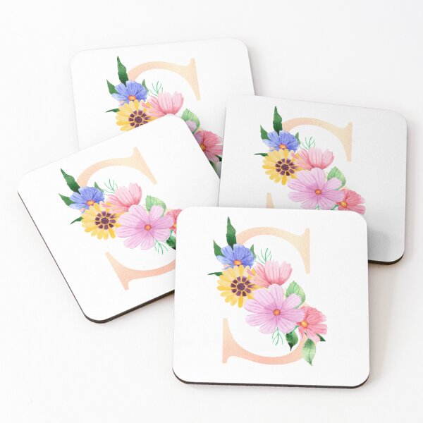 Aperçu de l'œuvre Lettre initiale florale aquarelle épanouie en or rose S créée et vendue par redbubbleart18.