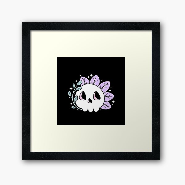 Leafy Skull (Pastels) Framed Art Print