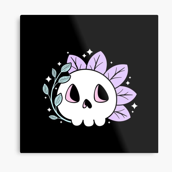 Leafy Skull (Pastels) Metal Print
