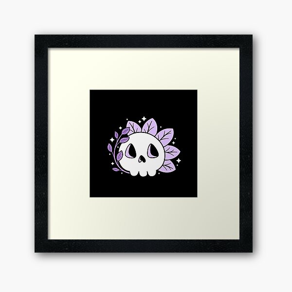 Leafy Skull (Purple) Framed Art Print