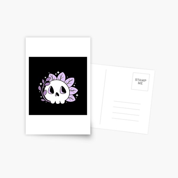 Leafy Skull (Purple) Postcard