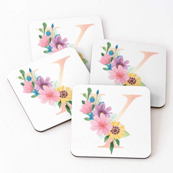 Aperçu de l'œuvre Lettre initiale florale aquarelle fleurie en or rose Y créée et vendue par redbubbleart18.