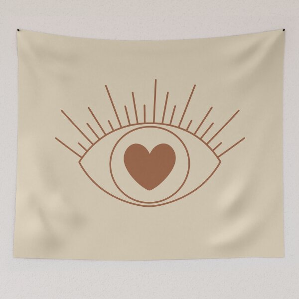 Item preview, Magical Mysterious Aesthetic Indie Style Pretty Heart Eye Brown & Muted Yellow designed and sold by scorpiolane.