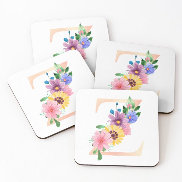 Aperçu de l'œuvre Lettre initiale florale aquarelle épanouie en or rose Z créée et vendue par redbubbleart18.