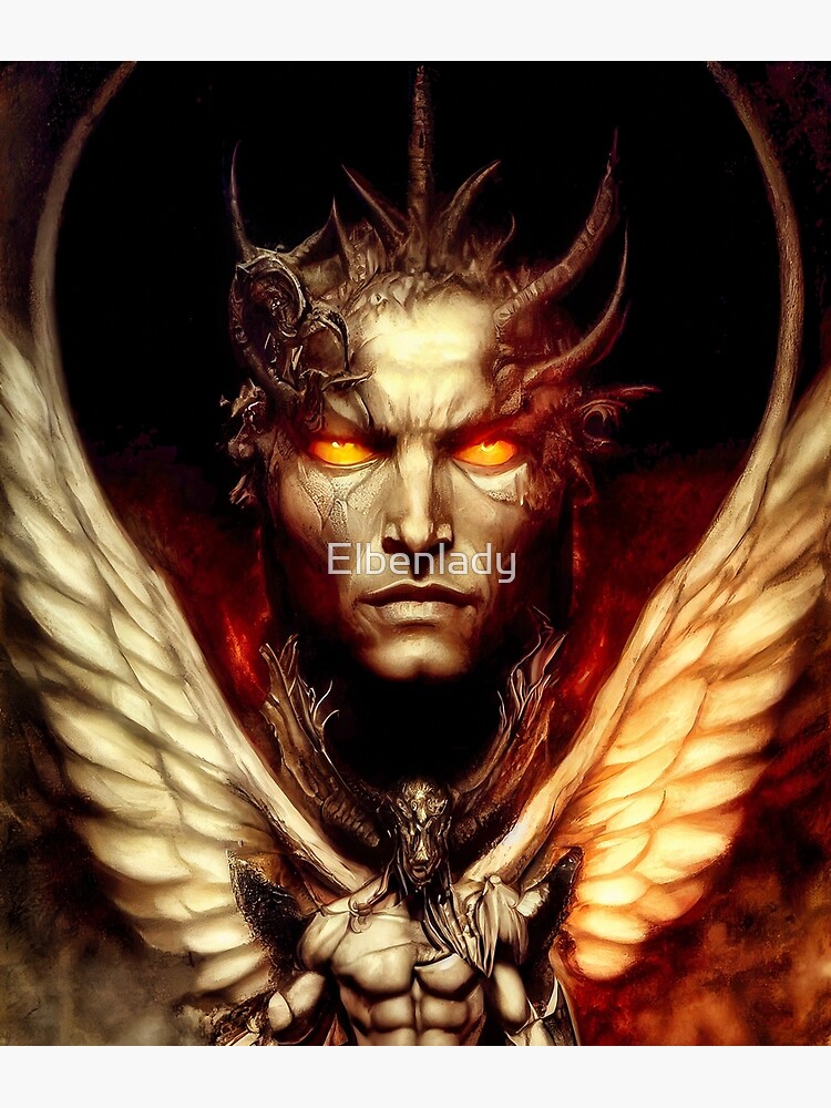 "Lucifer demon face framed with wings" Poster for Sale by Elbenlady