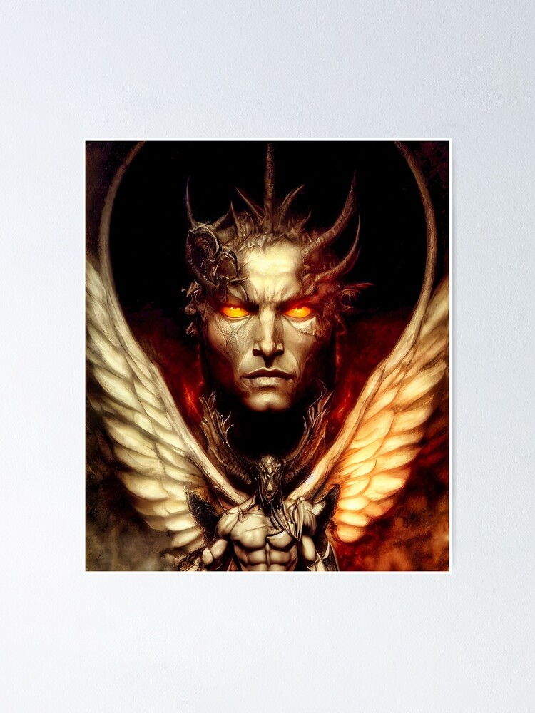 "Lucifer demon face framed with wings" Poster for Sale by Elbenlady