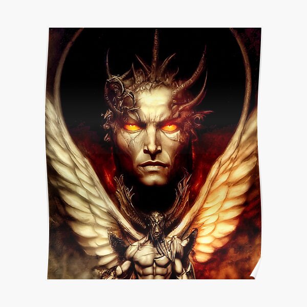 "Lucifer demon face framed with wings" Poster for Sale by Elbenlady