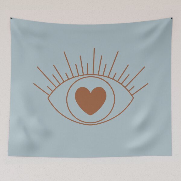 Item preview, Magical Mysterious Aesthetic Indie Style Pretty Heart Eye Deep Blue & Brown designed and sold by scorpiolane.
