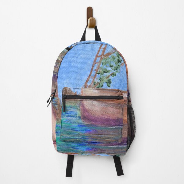 Item preview, Two Ships in a Harbor Nautical Painting designed and sold by Aryxaba.
