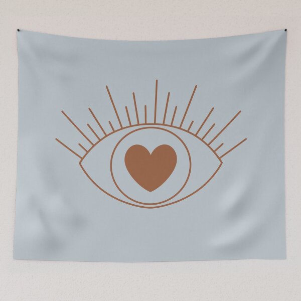 Item preview, Magical Mysterious Aesthetic Indie Style Pretty Heart Eye Gray Blue & Brown designed and sold by scorpiolane.