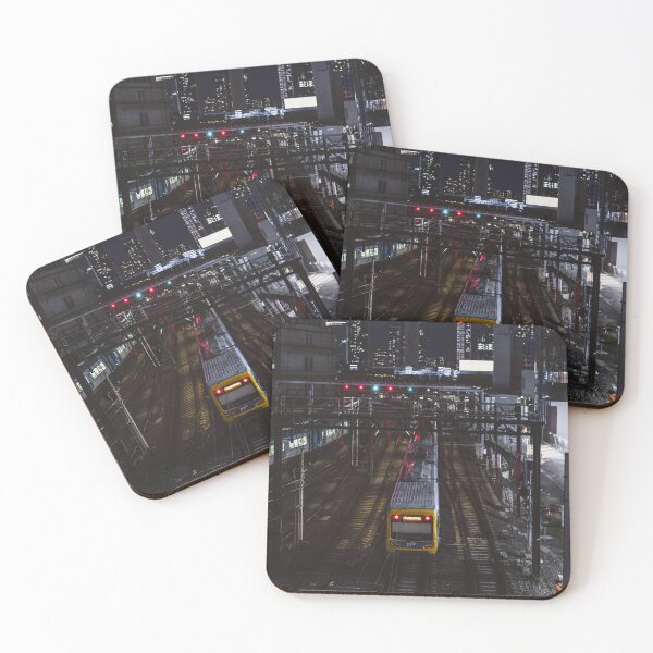 Item preview, City Skyline at Night with Passing Passenger Trains  designed and sold by JonesyDave.