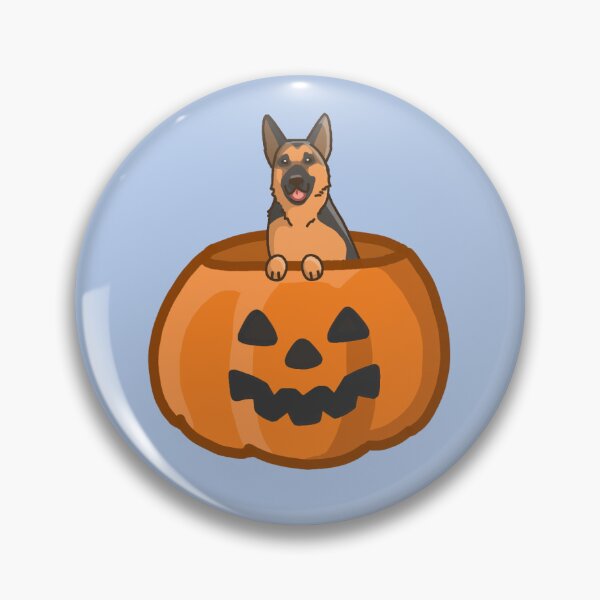 Artikelvorschau, Deutscher Schäferhund im Halloween-Kürbis entworfen und verkauft von PupBubble Art.