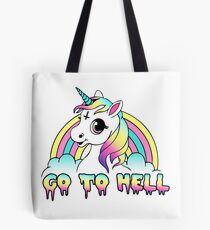 "Go To Hell" Pastel Goth Unicorn Tote Bag