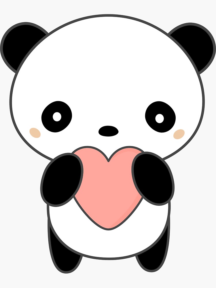 Kawaii Cute Panda With Heart Art Print