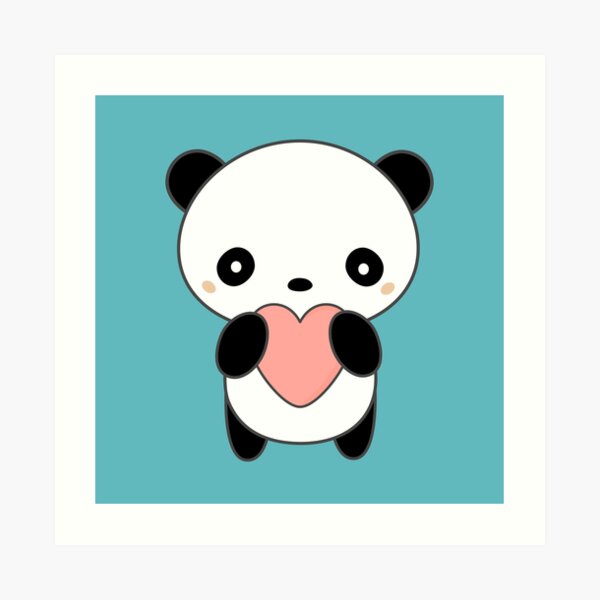 Impression Artistique Panda Mignon De Kawaii Avec Un T Shirt De Coeur Par Wordsberry Redbubble