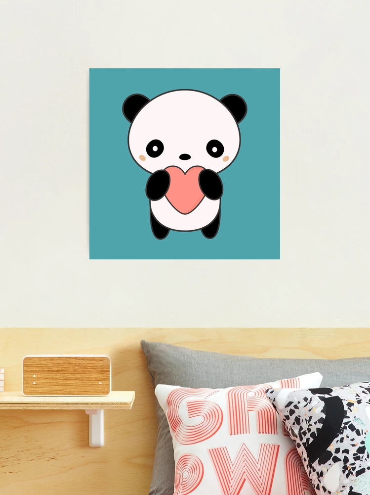 Cute Kawaii Panda With Heart Poster by kiwiprints