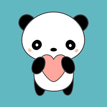 Kawaii Cute Panda With Heart - Panda - Sticker