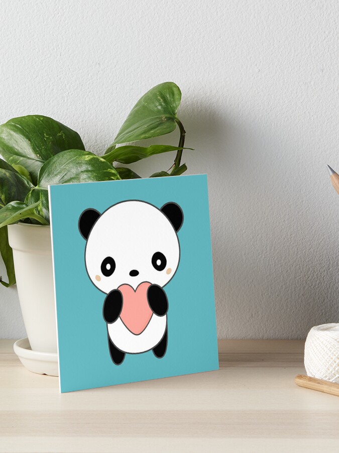 Kawaii Cute Panda With Heart Art Print by Wordsberry