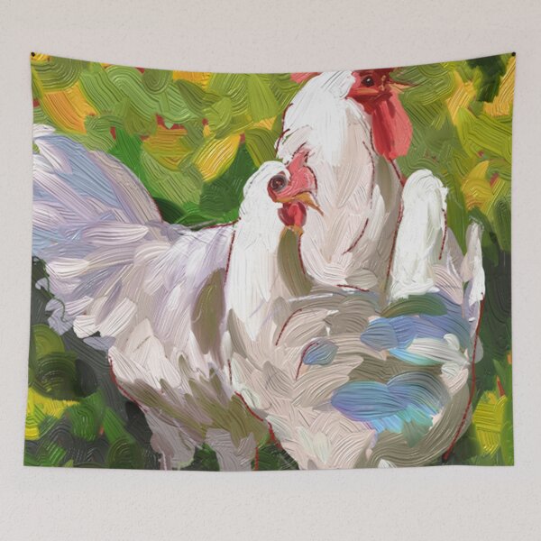 Item preview, Chicken and Rooster Sketch Painting designed and sold by WallGarden.
