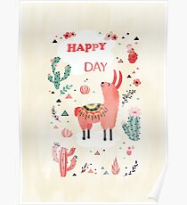 Happy Lama Poster