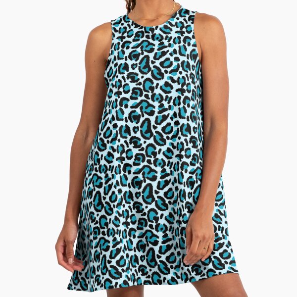 blue leopard print shirt dress August Tie Front Printed Shirt Dress Blue Petals / XS