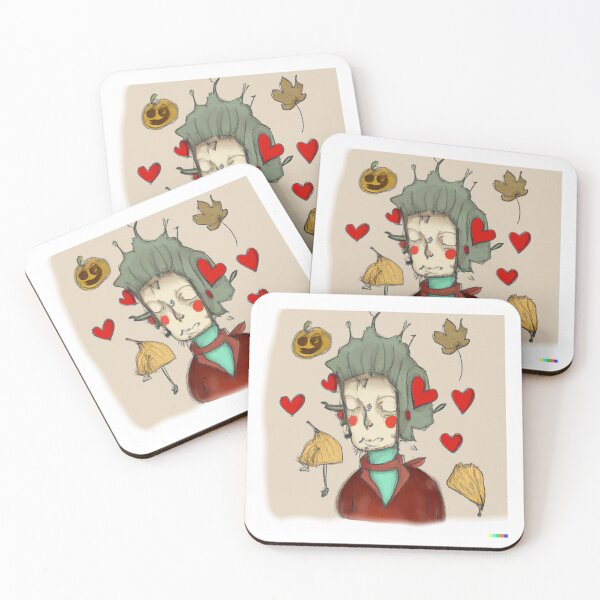Item preview, Funny autumn zombies with flying hearts designed and sold by cutenevil.
