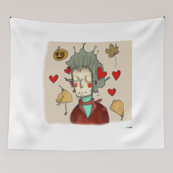 Item preview, Funny autumn zombies with flying hearts designed and sold by cutenevil.