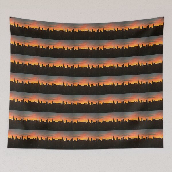 Item preview, Fiery Sunset New York with Chrysler and Empire State Buildings designed and sold by Miriam Danar.