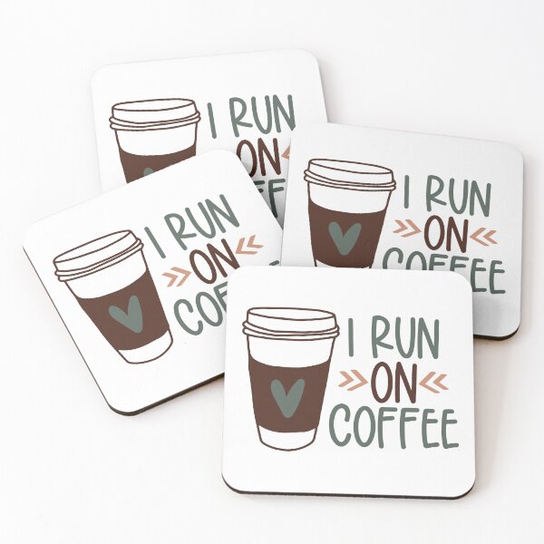 Item preview, I Run On Coffee Colorful Boho Block Letter Quote designed and sold by redbubbleart18.