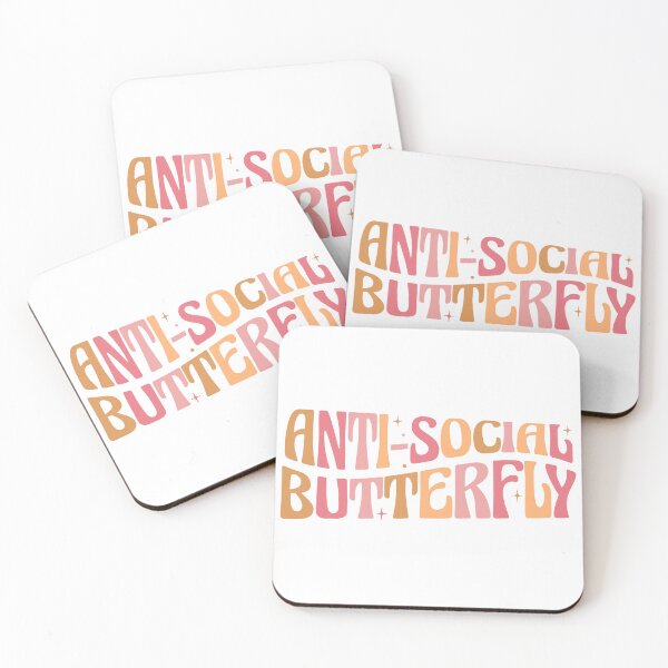 Item preview, Anti Social Butterfly Retro Groovy Colorful Block Letter Design designed and sold by redbubbleart18.