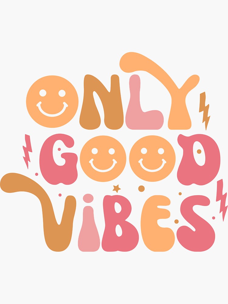 Only Good Vibes Smile Retro Groovy Colorful Block Letter Design | Sticker