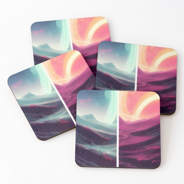 Item preview, Blue and Red Space Aurora Over an Alien Landscape Planet - Serene Landscape Art designed and sold by SolusVirent.