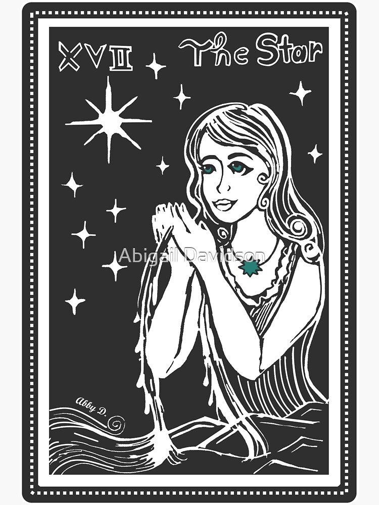 The Star Tarot Card Illustration Sticker By Abigaildavidson Redbubble 