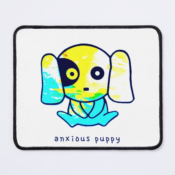 Item preview, Bright blue and yellow scribble puppy anxious  designed and sold by Grey Robinson.