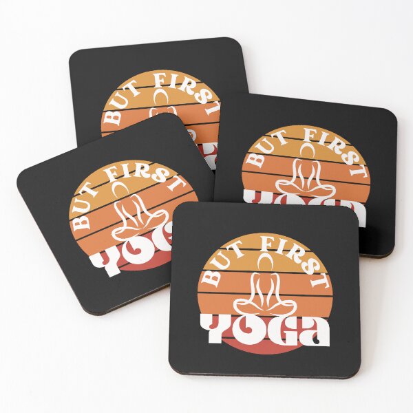 Item preview, Vintage sunset But First Yoga for yoga lovers, yoga teaches, yoga instructors modern classmates stretches for women (dark fabrics) designed and sold by tranquilbeach.