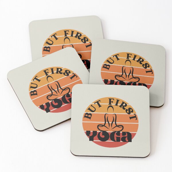 Item preview, Vintage sunset But First Yoga for yoga lovers, yoga teaches, yoga instructors modern classmates stretches for women (light fabrics) designed and sold by tranquilbeach.