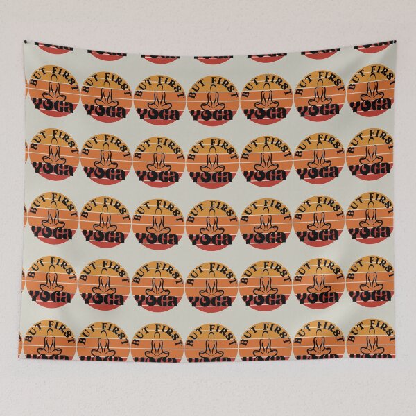 Item preview, Vintage sunset But First Yoga for yoga lovers, yoga teaches, yoga instructors modern classmates stretches for women (light fabrics) designed and sold by tranquilbeach.