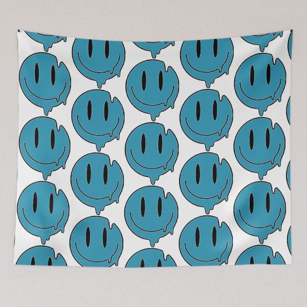 Item preview, blue drippy melting smiley face   designed and sold by opheliaaniston.