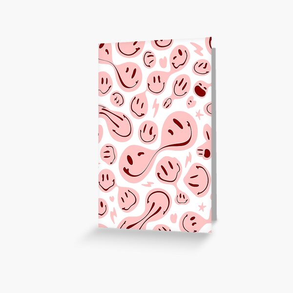 Drippy Smile face Pink Preppy Aesthetic Smile Greeting Card for Sale by  rlxsl  Redbubble