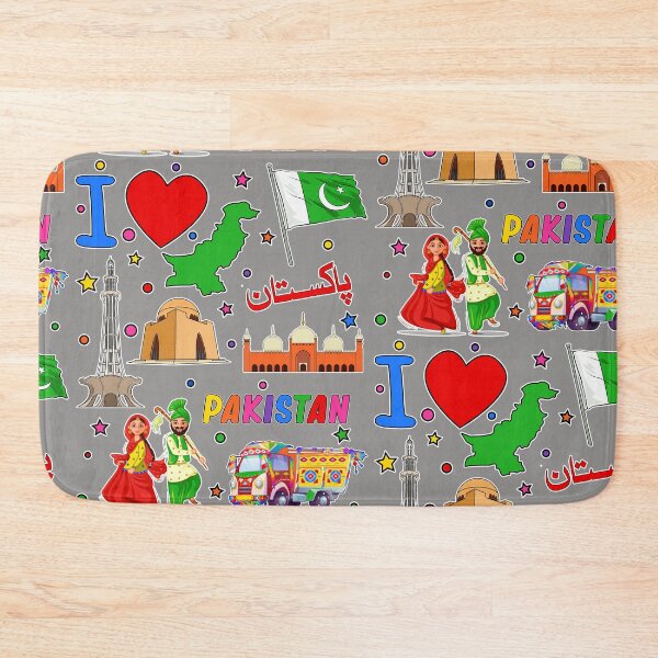 Item preview, I love Pakistan. Hand drawn Pakistani Landmarks, flag and map designed and sold by mashmosh.