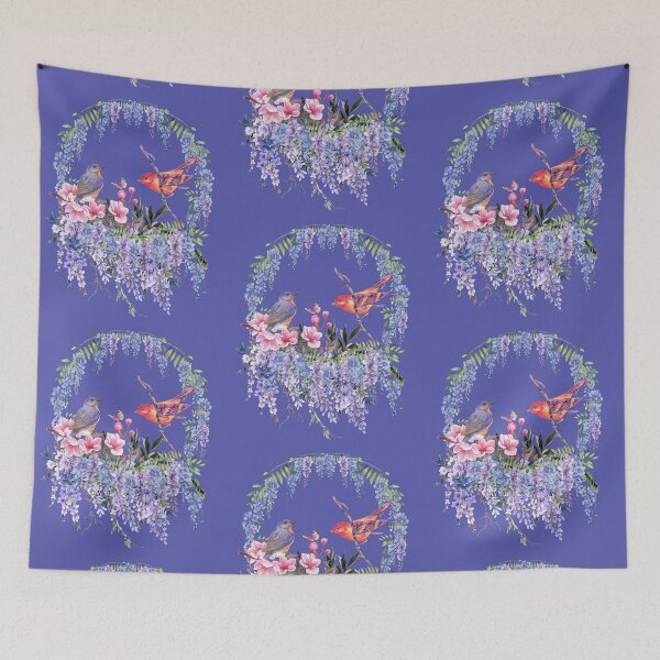 Item preview, Cottagecore Botanicals - Canary Robin on a Wisteria Twining Vine designed and sold by ttsayt1earth.