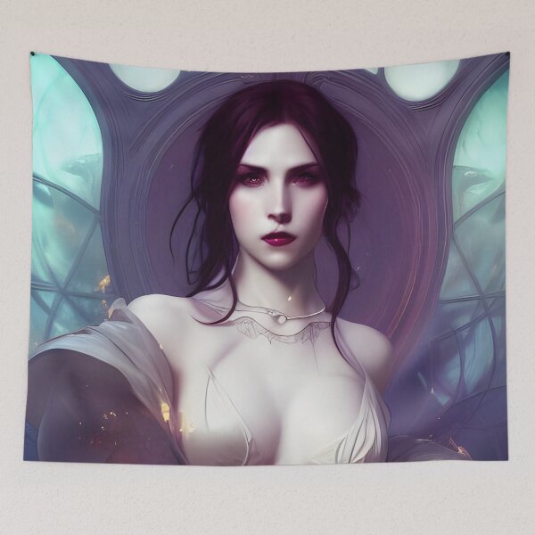 Item preview, Sexy Beautiful Vampire Queen on Throne Dark Artwork designed and sold by Eliteijr.