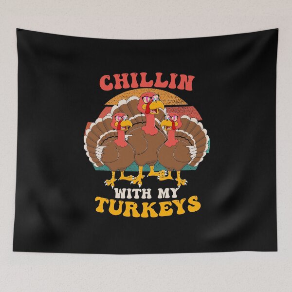 Item preview, Groovy Chillin With My Turkeys thanksgiving Tie dye vintage designed and sold by Mac Store.
